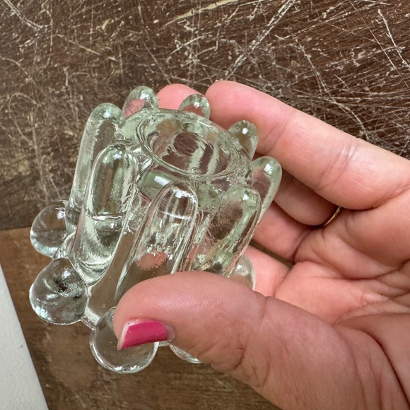 Reims France VINTAGE 1970s Clear Glass Votive Candle Stick Holder - Picture 2 of 7